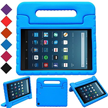 MENZO Case for Fire HD 8 2016 - Kids Shockproof Convertible Handle Light Weight Protective Stand Cover Case for Amazon Kindle Fire HD 8" Display Tablet (FIT Fire HD 8" 2016 Only), BLUE
