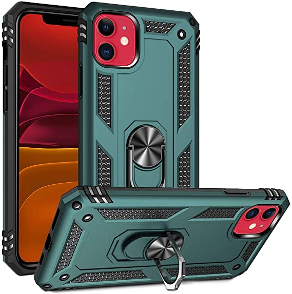 ADDIT Phone Case for iPhone 11 Pro,[ Military Grade ] Shock-Absorption Bumper Cover iPhone 11 Pro Anti-Scratch Case with Ring Car Mount Kickstand for iPhone 11 Pro - Teal