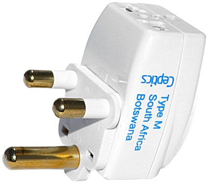 Ceptics 3 Outlet Travel Adapter Plug Type M for South Africa