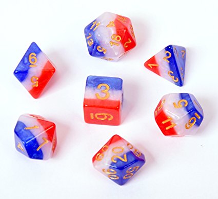 Hengda dice Polyhedral 7-Dice Set Multilayer Color Gaming Dice for Dungeons and Dragons DND RPG MTG Table Games Dice