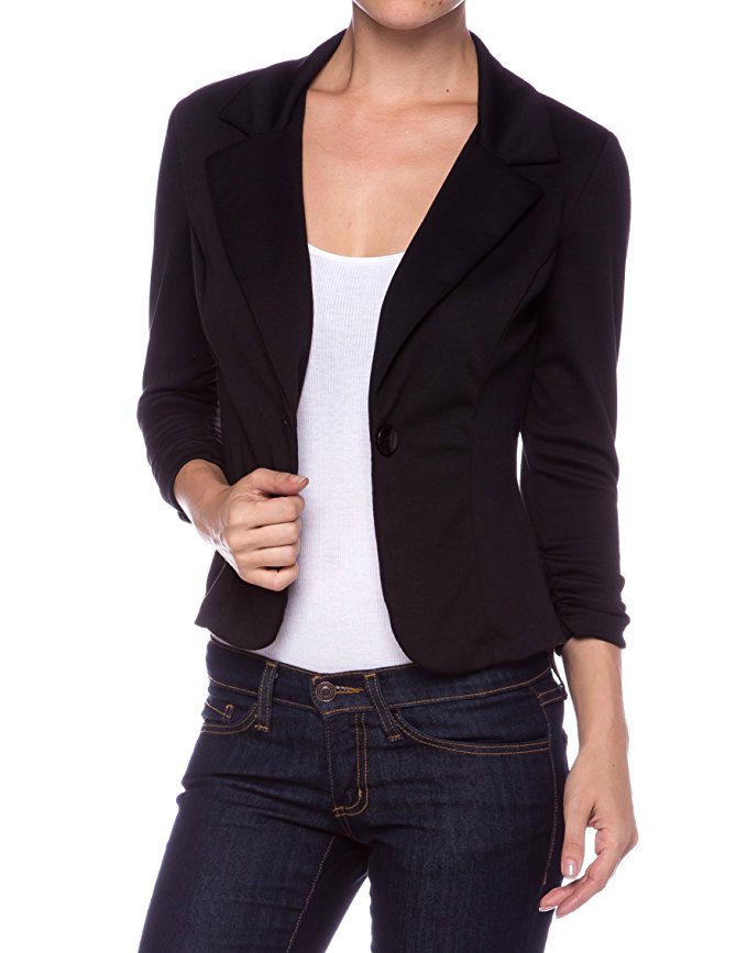 A.S Auline Womens Casual Collection Solid Fitted Blazer-MADE IN USA