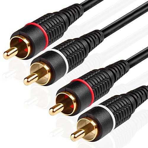 TNP 2RCA Stereo Audio Cable (50 Feet) - Dual RCA Plug M/M 2 Channel (Right and Left) Gold Plated Dual Shielded RCA to RCA Male Connectors Black
