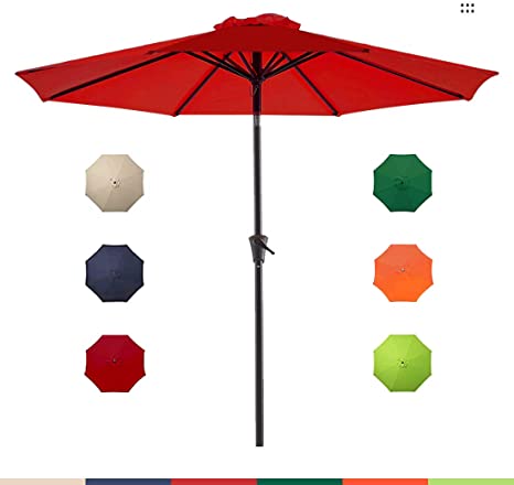 Le Conte 9ft Patio Umbrella Outdoor Market Umbrella Table Umbrellas with Push Button Tilt and Crank (Brick Red)