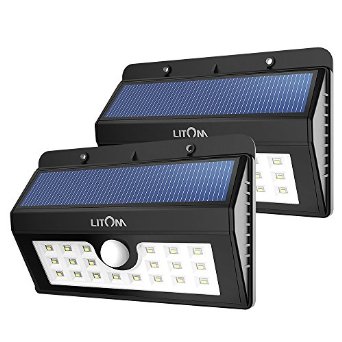 Litom 20 Big Weatherproof LED Solar Sensor Powered Wall Lights for Outdoor （2-pack）