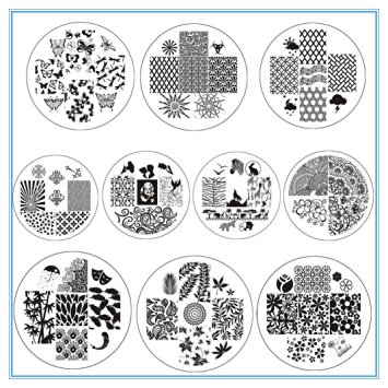 BornPretty 10 Pcs BP12-20&BP74 Nail Art Stamping Plate Stamp Template Image Plates