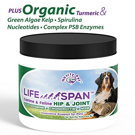 Glucosamine | Chondroitin | MSM + MUCH MORE for Dogs and Cats | Canine and Feline 100% Natural and Organic Hip and Joint Supplement for Dogs and Cats of All Sizes and Ages | Made in the USA |