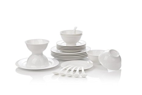 Porlien 18-Piece Dinnerware Set, White, Round, Service for 6
