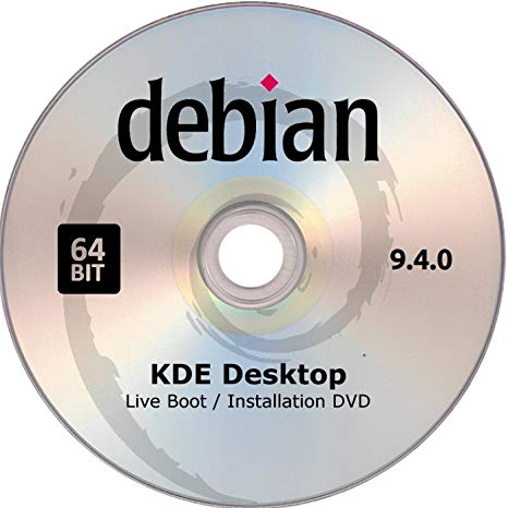 Debian Linux, Live Boot / Installation DVD, Version 9.4.0, KDE Desktop, 64bit