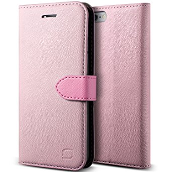 iPhone 6S Case, Lific [Saffiano Diary][Baby Pink/Hot Pink] - [Leather Wallet][Card Slot][Kickstand] For Apple iPhone 6 6S 4.7