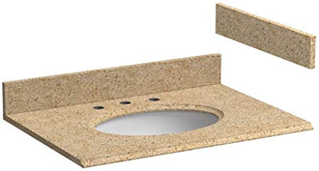 Foremost HG31228MB Vanity Top, Oval Bowl Shape, 31 In W 22 In D, 8 In Faucet Hole, Standard Eased Profile Edge, Mohave Beige