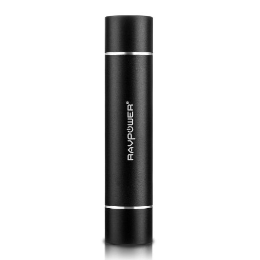 RAVPower Portable Charger 3200mAh External Battery Pack Power Bank with Ultra bright flashlight3rd Gen Mini iSmart Technology Apple Adapter Not Includedfor Phones Tablets and more-Black