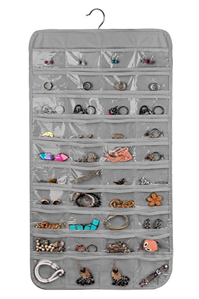 Brotrade Hanging Jewelry Organizer,Accessories Organizer,80 Pocket Organizer For Holding Jewelries (Grey)