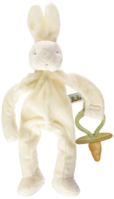 Bunnies by the Bay Silly Buddy Bunny, White with Pacifier Holder