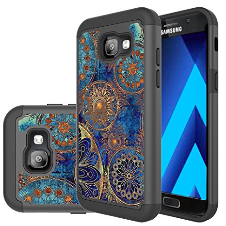 Galaxy A5 2017 Case, Samsung Galaxy A5 2017 Case, LEEGU [Drop Protection][Shock Absorption] Dual Layer Heavy Duty Protective Silicone Plastic Cover rugged Armor Case for Samsung Galaxy A5 2017 - Gear Wheel
