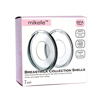 Milkelle Breastmilk Collection Shells, Breast Shields, Nursing Cups, Breastmilk Collector Storage, Food Grade Silicone BPA-Free (Set of 2)