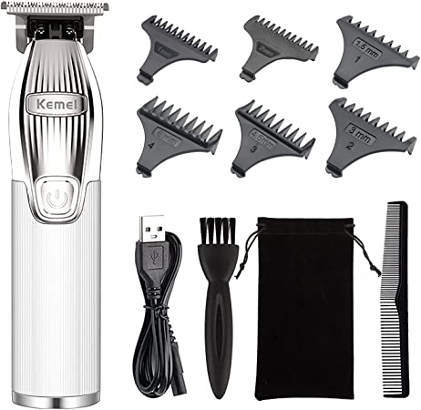 Kemei Hair Clipper for Men Professional Hair Trimmer Barbers Beard Trimmer Cordless RechargeableHair Cutting Grooming Kit with 6 Guide Comb T Blade Trimmer Haircut