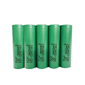 5 Samsung INR18650-25R 18650 2500mAh 3.7v Rechargeable Flat Top Batteries