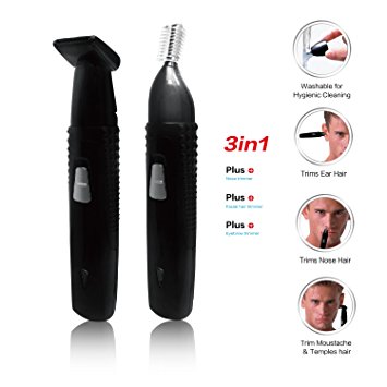 Nose Hair Trimmer, Rozia 3 in 1 Men's Rechargeable Electronic Multifunctional Trimmer– Ear, Nose, Eyebrow, Mustache and Beard – Wet and Dry Operation – Adjustable and Easy to Clean
