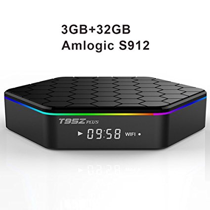 T95Z Plus Android TV Box 3GB RAM/32GB ROM Android 7.1 Octa Core Amlogic S912 TV Box support 4K Dual Band WiFi 2.4GHz/5GHz Bluetooth 4.0 HDMI Ethernet 64 Bits