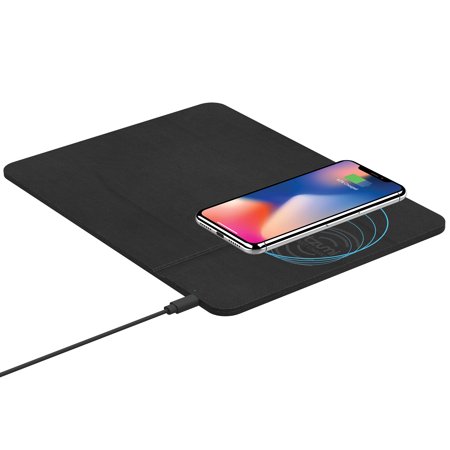 Tzumi Wireless Charging Pad and Rechargeable Wireless Mouse - Built-in Wireless Charging Phone Stand for all Qi-Enabled Devices