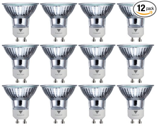 Triangle Bulbs T10293-12 (12 pack) - Q50MR16/FL/GU10, 50 Watt, MR16 With UV Glass Cover, 120 Volt, GU10 Base, Halogen Flood Light Bulb, 12  Pack