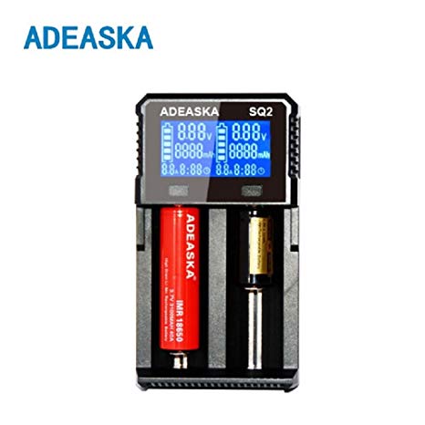 18650 Battery Chargers ADEASKA SQ2 Intelligent Smart Digital LCD Display capacity test with USB Output For Rechargeable 18650 26650 18350 10440 18500 16340 Li-ion/AA AAA Ni-MH Ni-Cd LiFePO4 VC2 D2