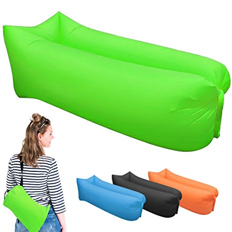 Inflatable Lounger, Portable Air Beds Sleeping Sofa Couch for Travelling, Camping, Beach, Park, Backyard (green)