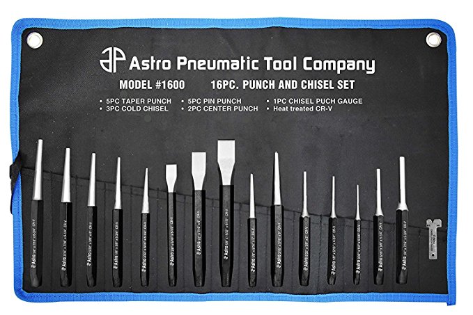 Astro Pneumatic Tool. 1600 16-Piece Punch and Chisel Set (Limited Edition)