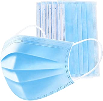 3-Ply Filter Face Masks, Anti-Spitting Facial Masks with Adjustable Earloop - Great for Mouth and Nose Protection