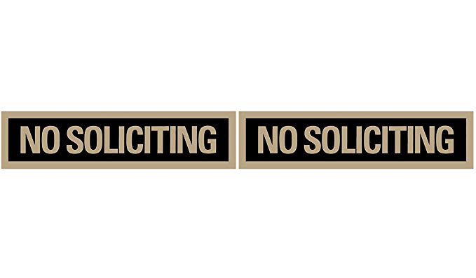 Headline Sign - Self-Stick Sign,"NO Soliciting" Sign, 2 x 8 Inches, Black and Gold (9369) (2-(Pack))