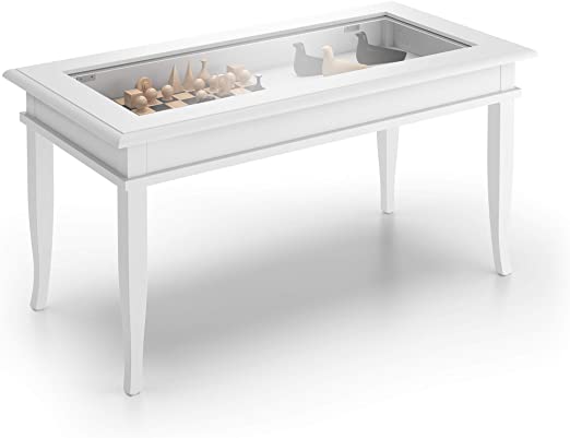 Mobili Fiver, Coffee Table, Classico, White, Laminate-Finished/Glass, Made in Italy