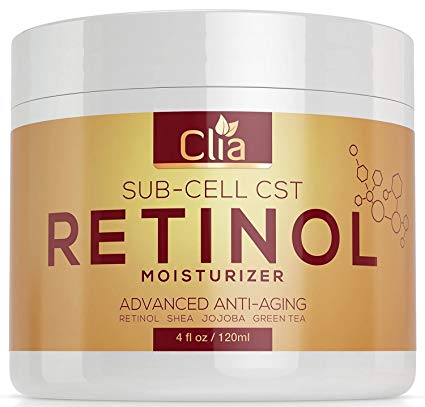 CLIA Beauty Retinol Night Cream Moisturizer for Face, Eyes | Huge 4 Ounce | Natural Lotion |