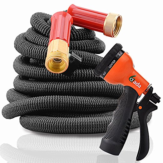 Gada Expanded Hose,Solid Brass Connectors,Light Weight Flexible Watering Hose,with Three Latex Inner Tube ,Thread Connect Quality Garden Hose（100FT）