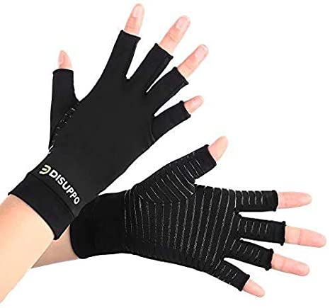 DISUPPO Copper Infused Arthritis Gloves, Carpal Tunnel Compression Gloves for Computer Typing Women Men Relieve Pain from Rheumatoid, Hands&Joints, RSI, Dailywork (Small)