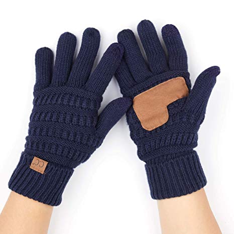 C.C Women Solid Ribbed Glove with Smart Tips (G-20)(G-33)(G-80)