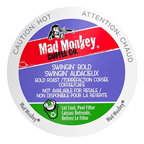 Mad Monkey Single Serve Coffee Capsules, Swingin Bold, 100% Arabica Dark Roast, Compatible with Keurig K-Cup Brewers, 80 Count