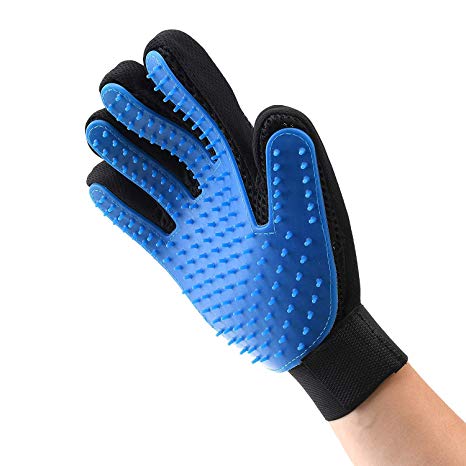 Qunlei Pet Hair Remover Glove - Gentle Deshedding Brush Glove - Efficient Pet Hair Remover Mitt - Massage Tool with Enhanced Five Finger Design - Perfect for Dogs & Cats with Long & Short Fur