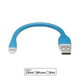 dCables Apple Certified Bendy and Durable Short 7 inch USB Cable for iPhone 6 6 Plus 5 5c 5s iPad 4 iPad Air Mini iPod Touch 5 Nano 7 - Bendy Charger Cable for Lightning Port to USB - Blue