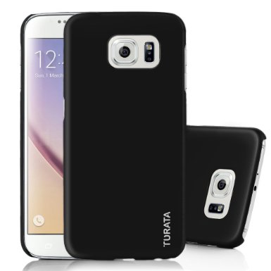 S6 Case, Galaxy S6 Case - TURATA [Slim Fit] Premium Coated Non Slip Surface [Smooth Black] Four Layer Paint Designed Hard Case for Samsung Galaxy S6 G9200 - Black
