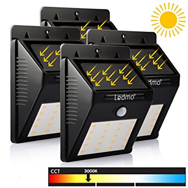 LEDMO Led Light Motion Sensor Outdoor, 20 LEDs Solar Led Light, Motion Sensor Light 3000K- 4 Pack