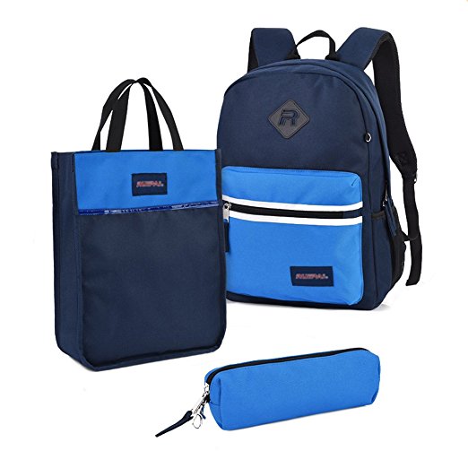 Vbiger 3pcs Kids School Backpack Set Bookbags Tote Lunch Bag Pencil Case