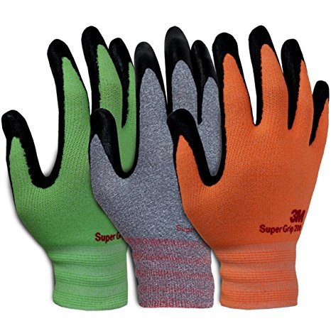3M Super Grip Garden Work Gloves- 3 pack