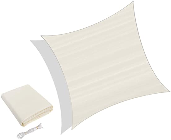 Sunnylaxx Water Resistant Sun Shade Sail - 3x3m Square, Anti-UV Awning Canopy for Outdoor Patio Garden, Cream
