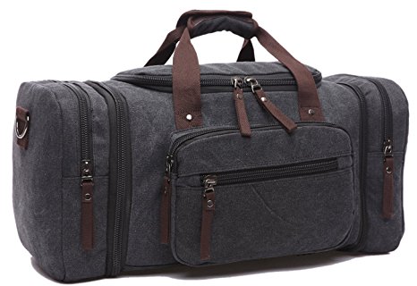 ZUOLUNDUO Men's Oversized Canvas Travel Luggage Bag Weekend Duffel Handbags
