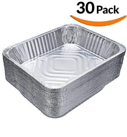 DOBI (30-Pack) Chafing Pans - Disposable Aluminum Foil Steam Table Deep Pans, Half Size - 9" x 13"