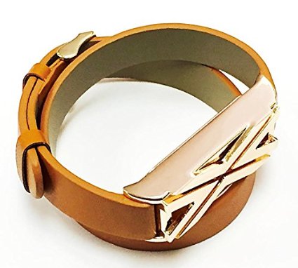BSI Long Brown Leather Replacement Bracelet With New Style Rose Gold Metal Jewelry Housing For Fitbit Flex Smart Band