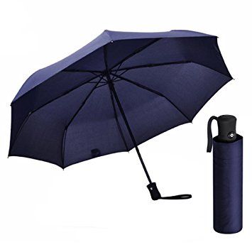 Nornou Compact Travel Umbrella Automatic Open Windproof Umbrella Lightweight Reinforced Canopy with 8 Ribs