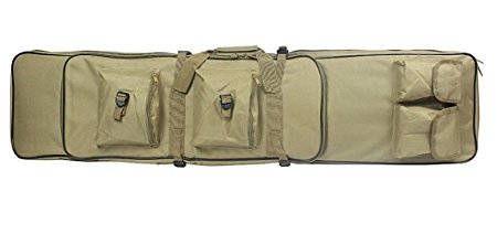 AV SUPPLY 38 Inch Tactical Waterproof Double Rifle Storage Case Backpack Military Double Gun Bag with Padded Shoulder Strap and Pouches, Green, Tan, Black Available