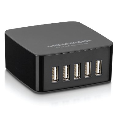 USB Charger by Mediabridge - 5 Port - 40 Watt  8 Amp - Smart Charge Technology for iPhone iPad Samsung and More - UL Certified - Part UCD5-40B