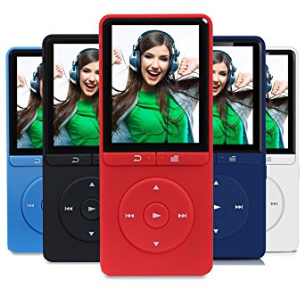 FecPecu 8GB MP3 Player, Music Player Hi-Fi Sound 80 Hours Playback F200 Audio Player Expandable Up to 64GB (Red)